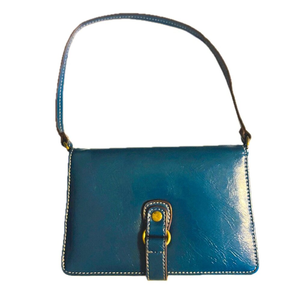 Nine West Dark Turquoise Leather Mini Bag Wristlet Wallet